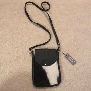 Black cross-body cowhide purse